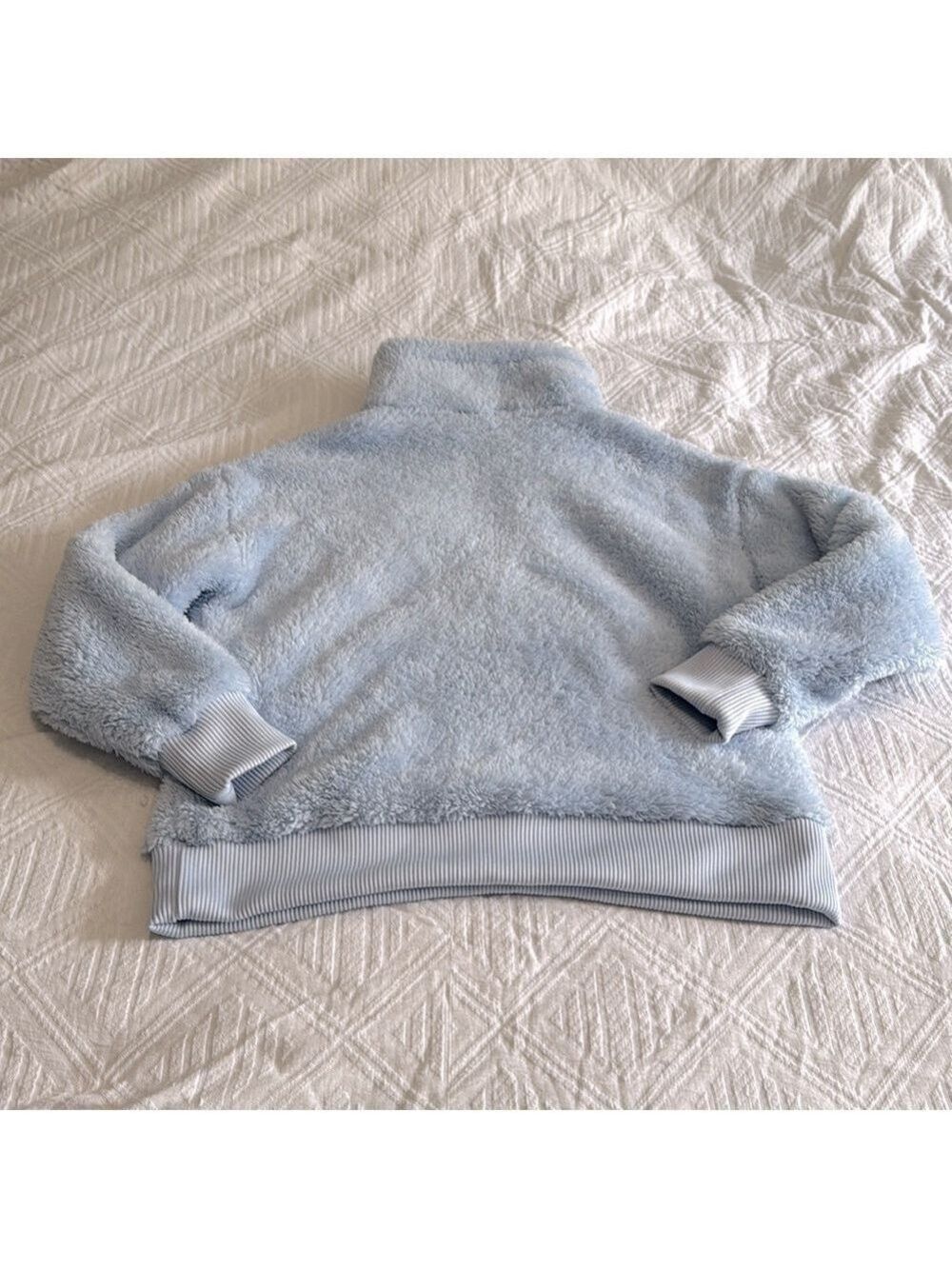 Joe Fresh Light Blue Oversized Teddy Quarter Zip Sweater Size Medium - Picture 2 of 6